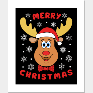 Christmas Moose Merry Christmas Posters and Art